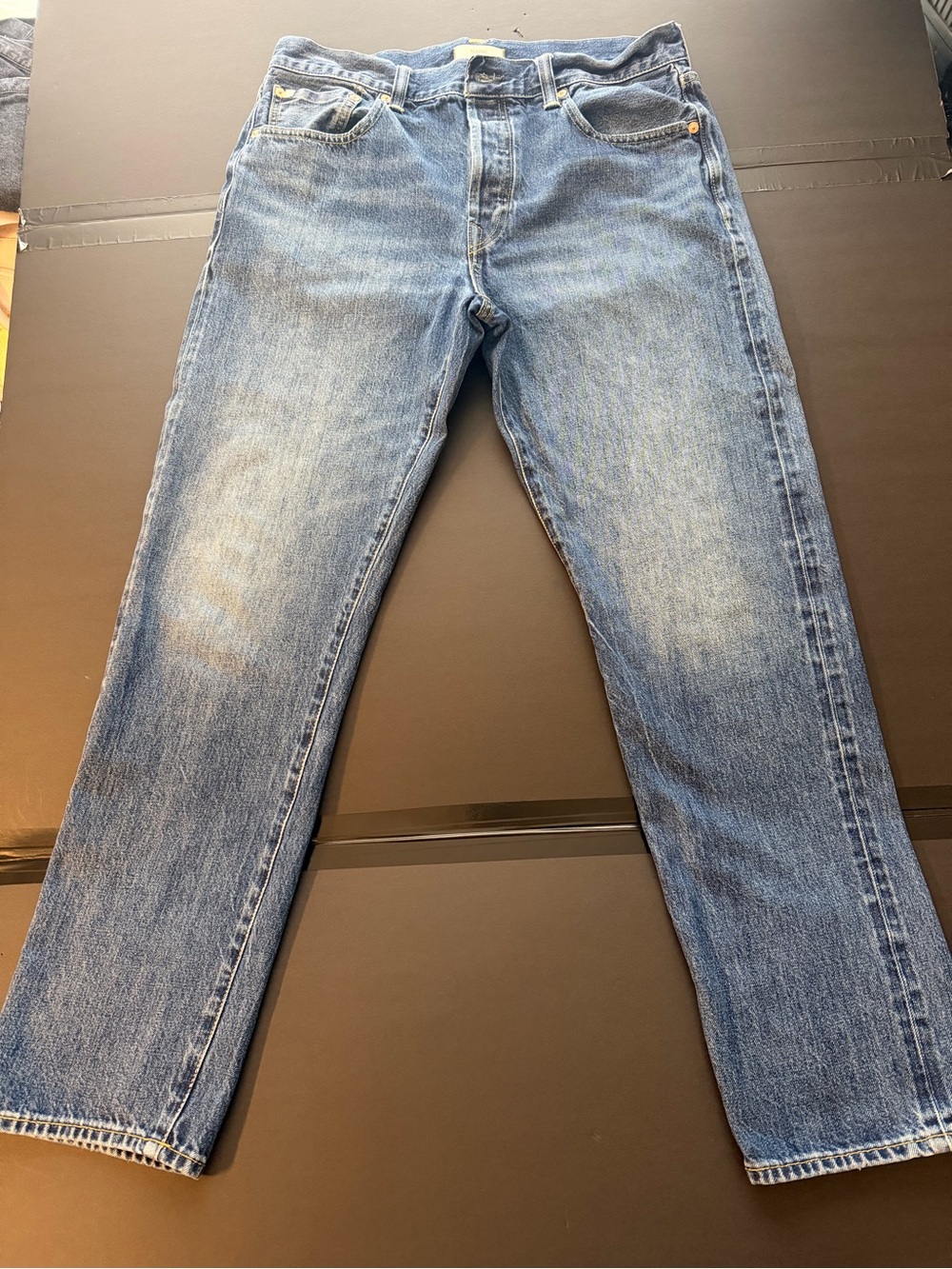 AE77 Mens Classic Selvedge Jeans 32x32 Medium Wash 100% Organic Cotton Denim